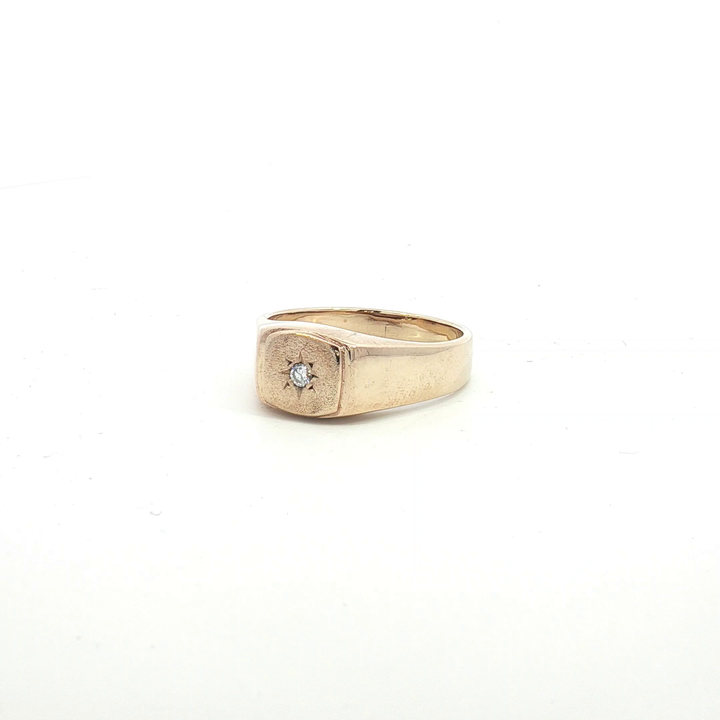 9ct YG Diamond Set Signet Ring