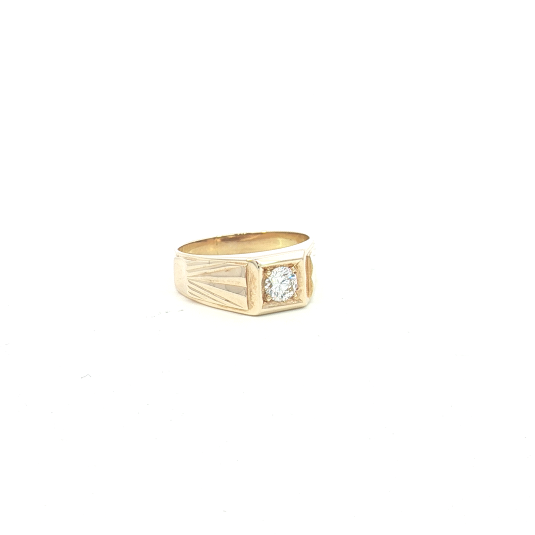 18ct YG Diamond Signet Ring