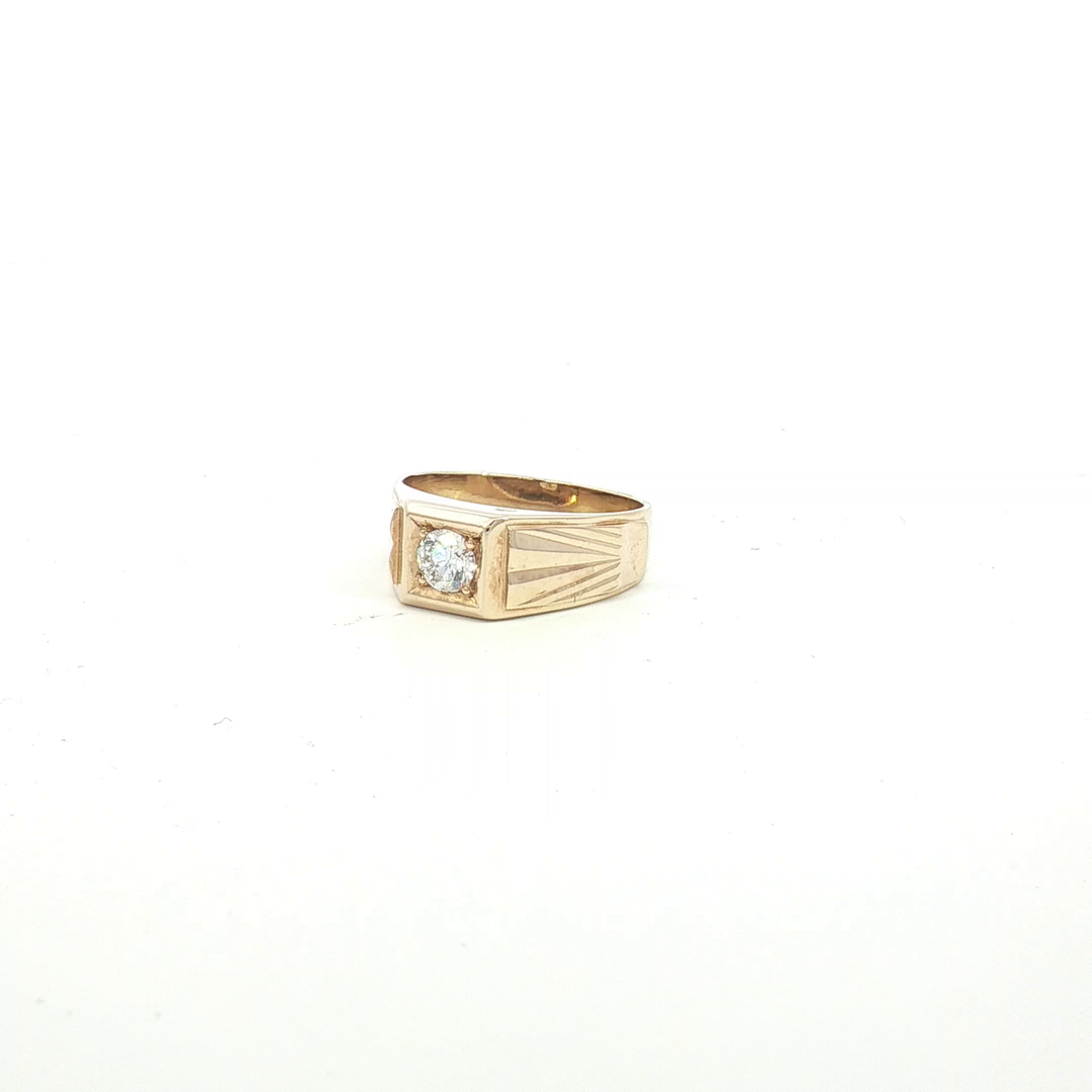 18ct YG Diamond Signet Ring