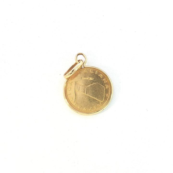 9ct YG Lira Coin Pendant
