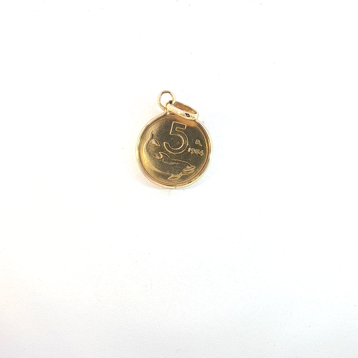 9ct YG Lira Coin Pendant