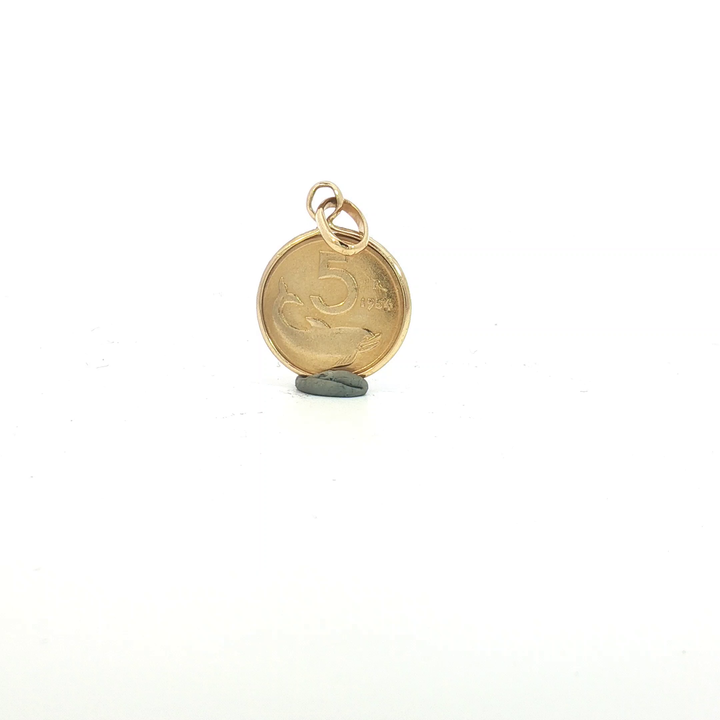 9ct YG Lira Coin Pendant