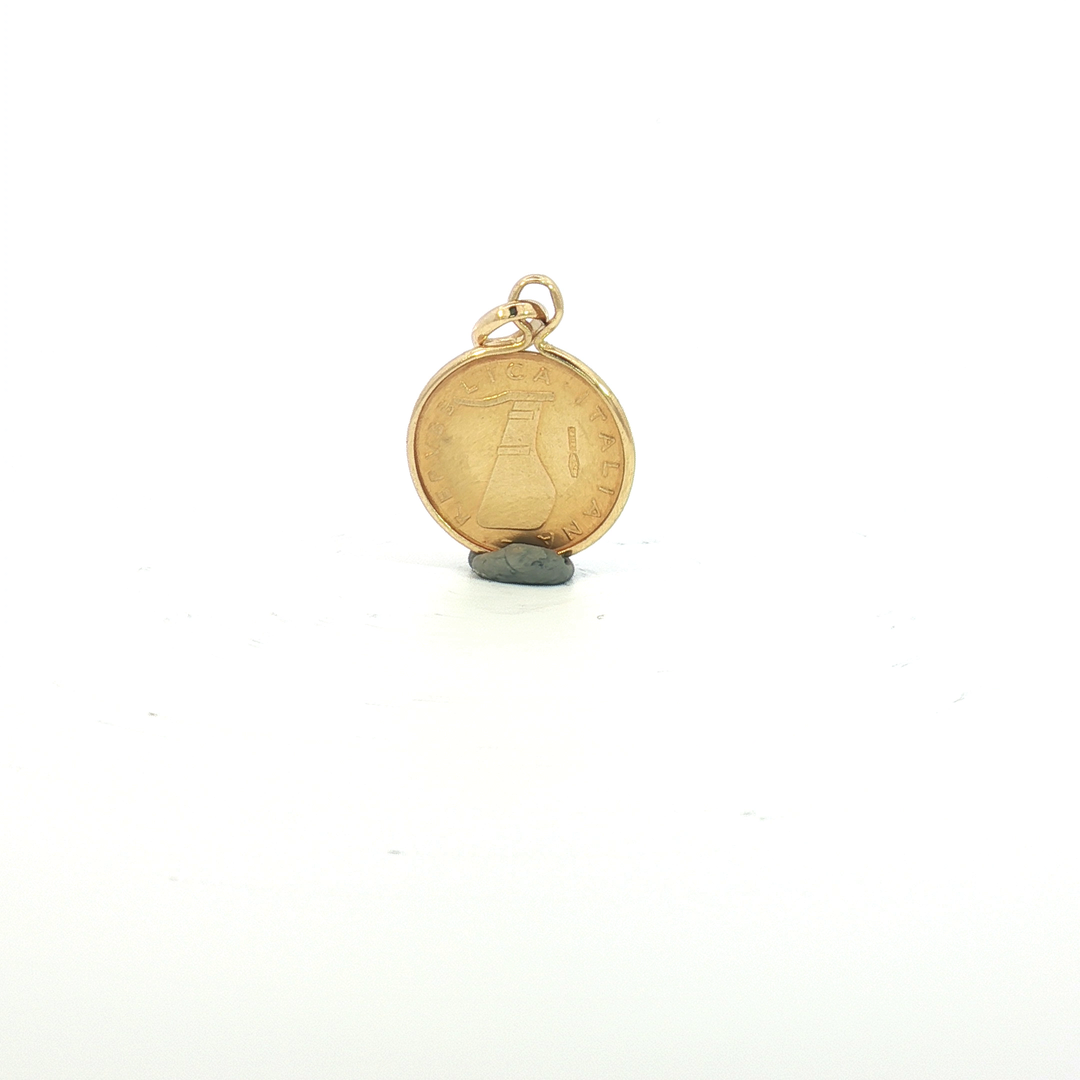 9ct YG Lira Coin Pendant