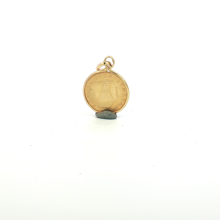 9ct YG Lira Coin Pendant