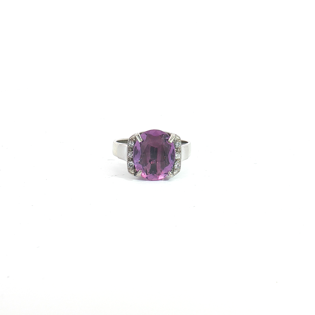 9ct WG Amethyst and Diamond Dress Ring