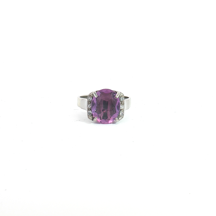 9ct WG Amethyst and Diamond Dress Ring