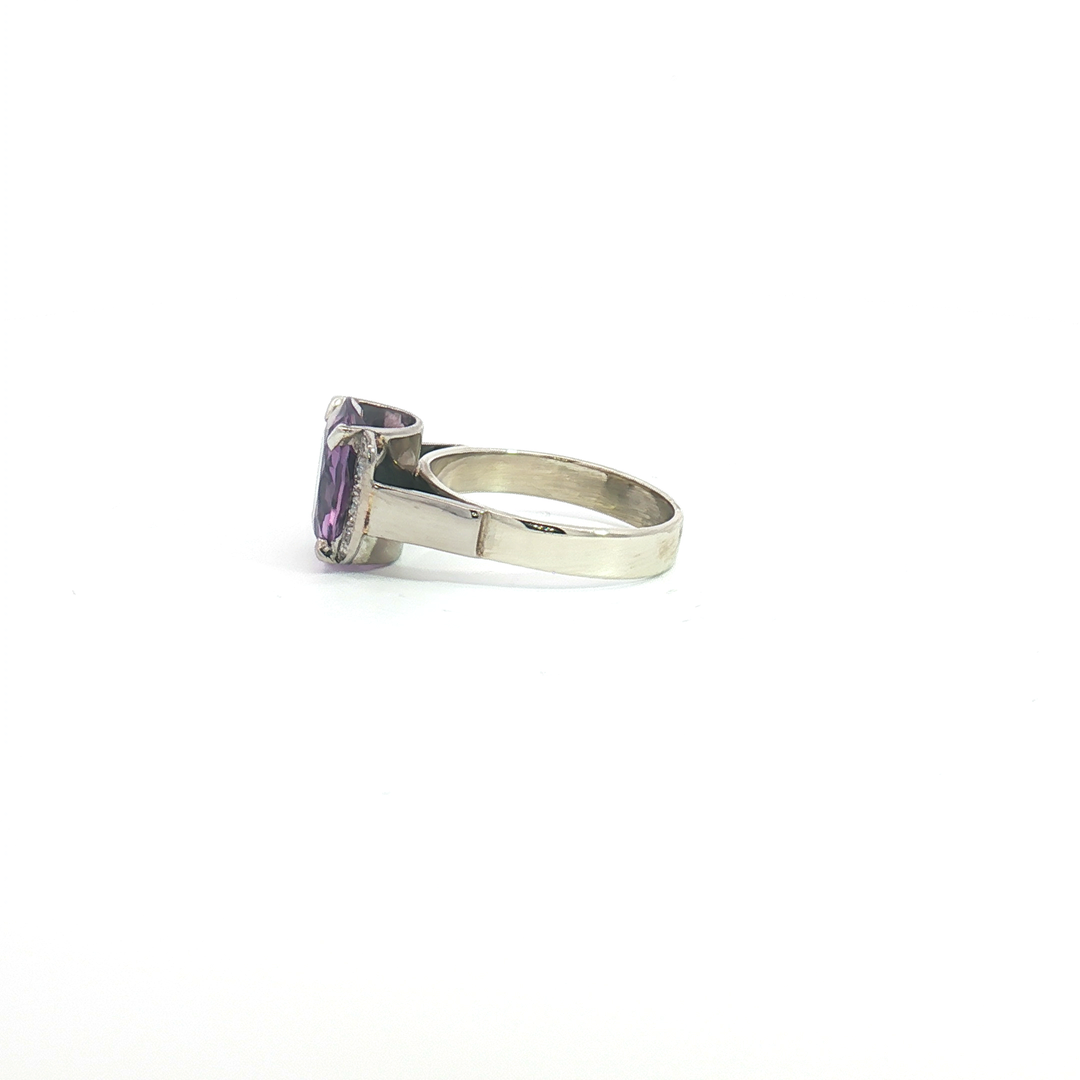 9ct WG Amethyst and Diamond Dress Ring