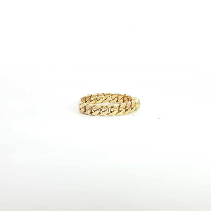 18ct YG Curb Link and 1 Diamond Ring