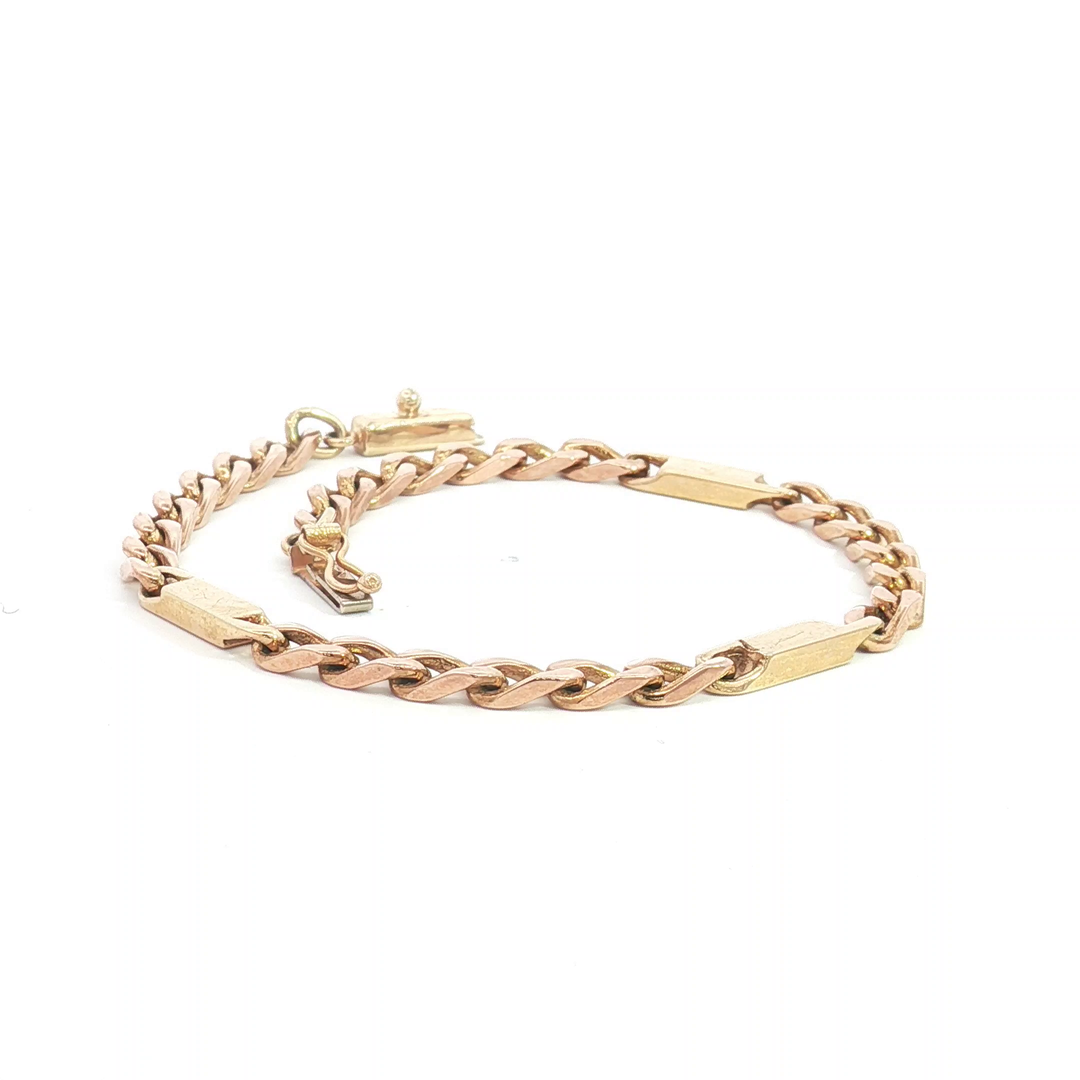 9ct 2Tone Curb Link Bracelet with Bars