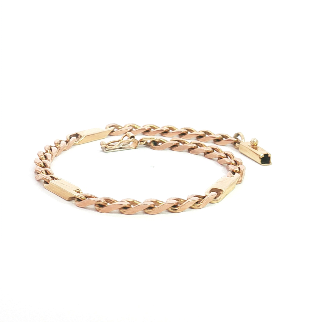 9ct 2Tone Curb Link Bracelet with Bars
