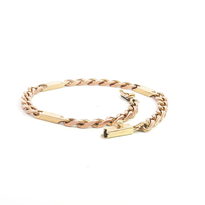 9ct 2Tone Curb Link Bracelet with Bars