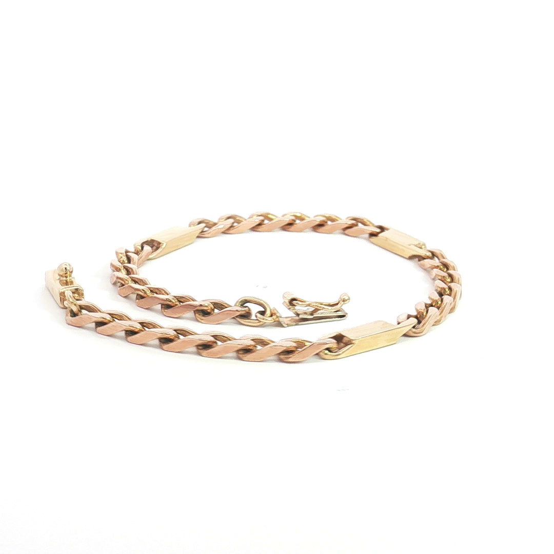 9ct 2Tone Curb Link Bracelet with Bars