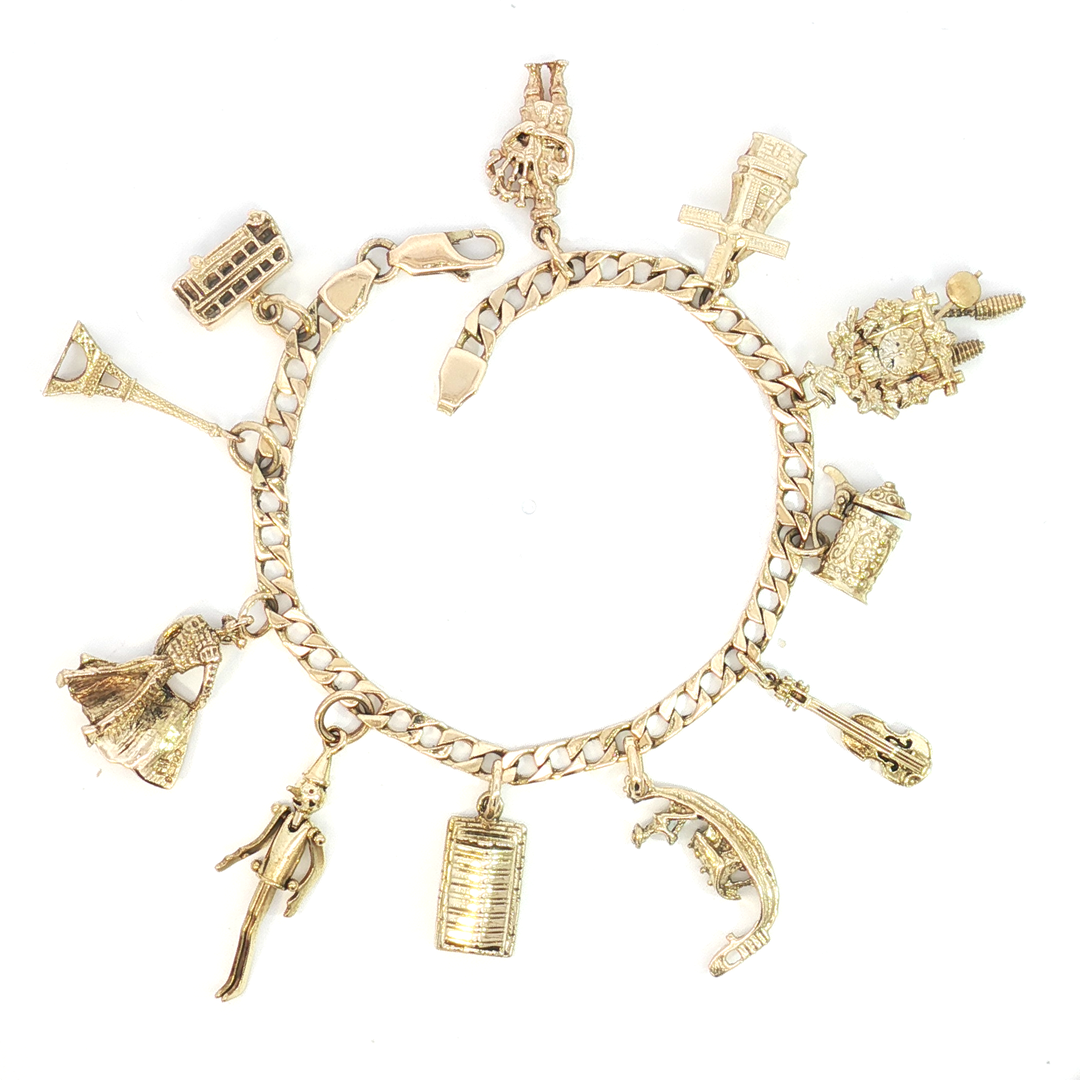 18ct YG Bracelet with 14ct YG Charms