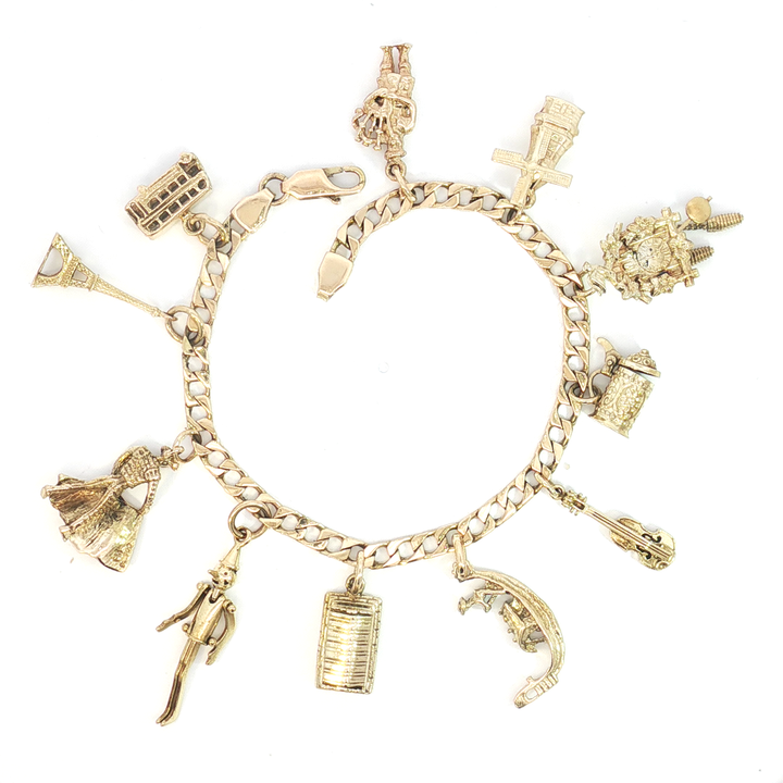 18ct YG Bracelet with 14ct YG Charms