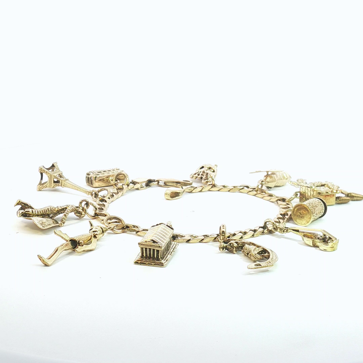 18ct YG Bracelet with 14ct YG Charms