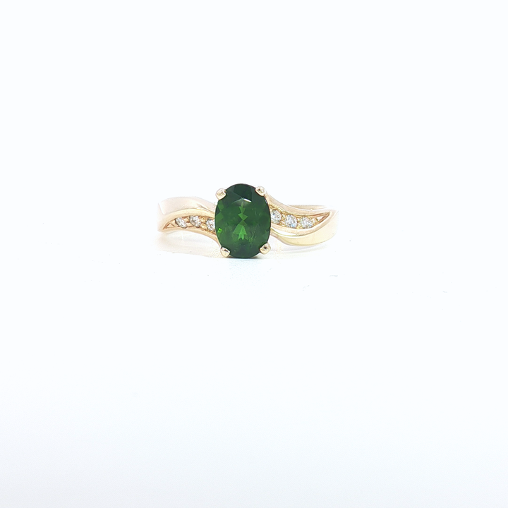 14ct YG Tsavorite and Diamond Dress Ring
