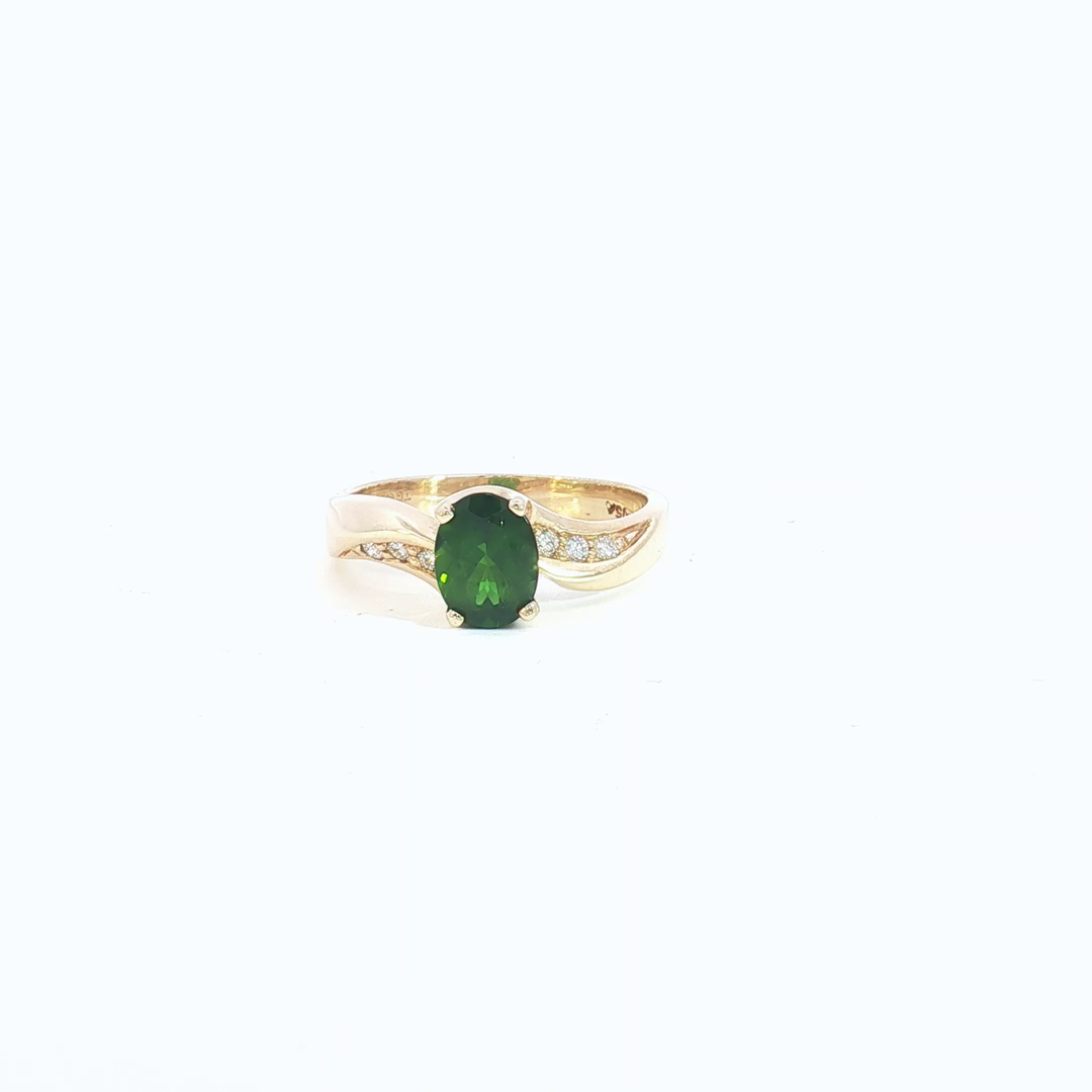 14ct YG Tsavorite and Diamond Dress Ring