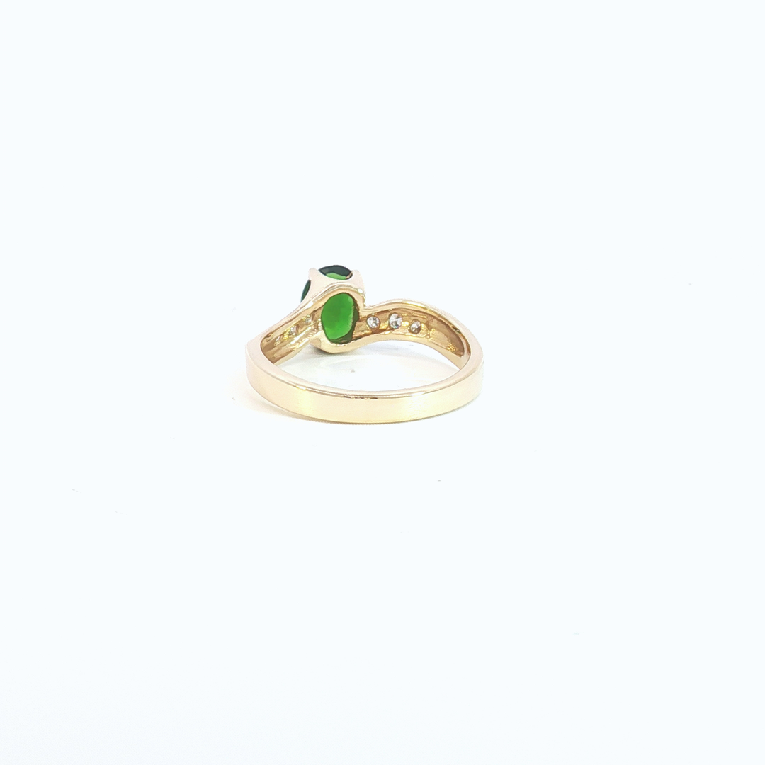 14ct YG Tsavorite and Diamond Dress Ring