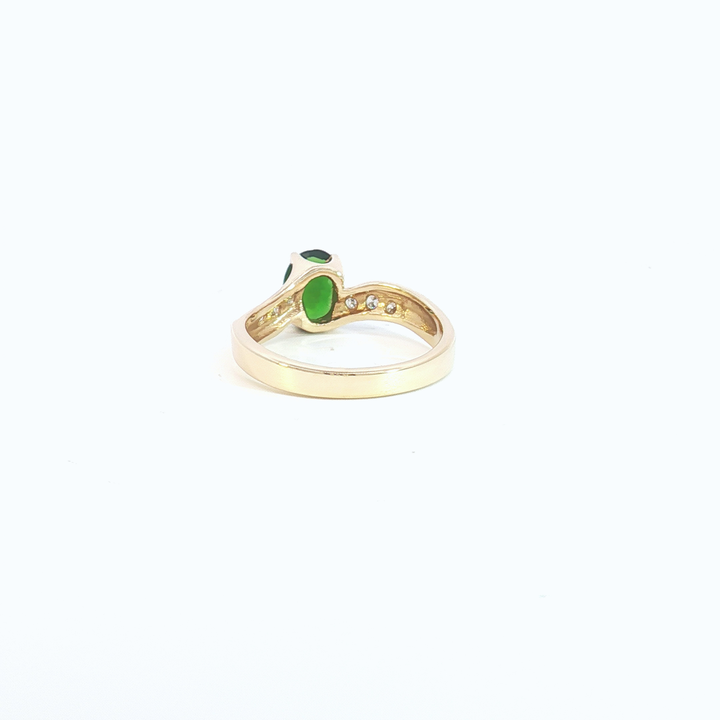 14ct YG Tsavorite and Diamond Dress Ring