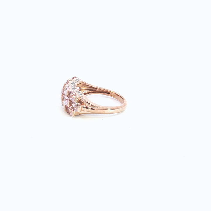 9ct RG Triple-Row Morganite Dress Ring