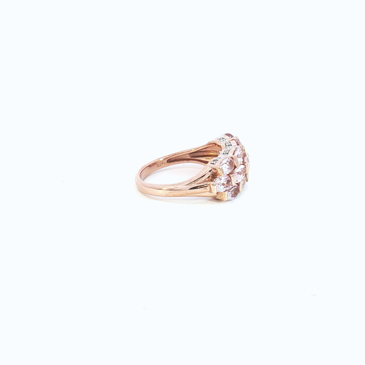9ct RG Triple-Row Morganite Dress Ring
