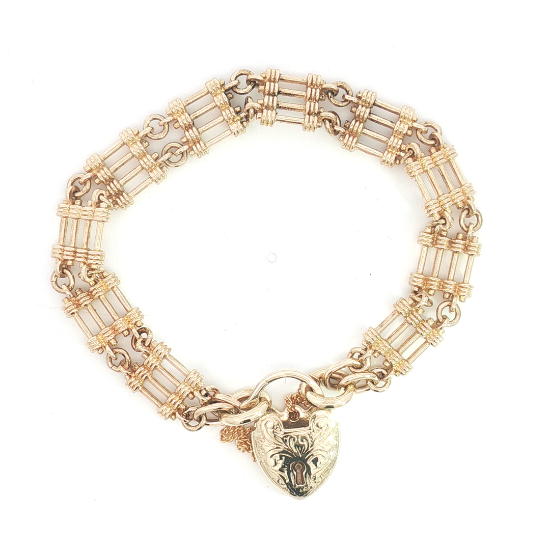 9ct YG 4 Bar Gate Bracelet