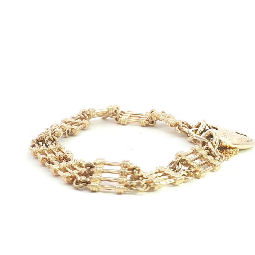9ct YG 4 Bar Gate Bracelet