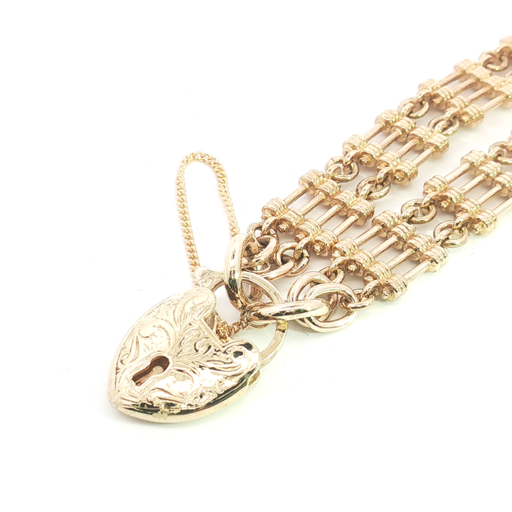 9ct YG 4 Bar Gate Bracelet