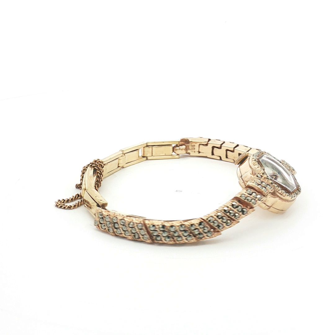 9ct YG Marcasite Manual Ladies Watch