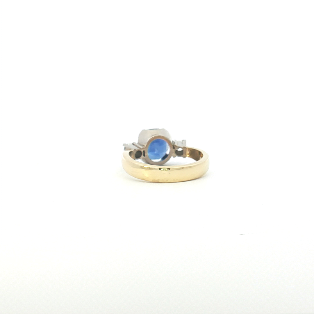 18ct 2Tone Ceylon Sapphire and Diamond Trilogy Ring