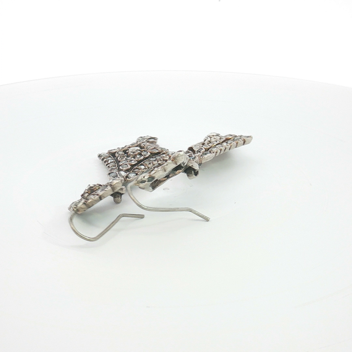 Silver Rose-Cut Diamond Lozenge Drop Earrings