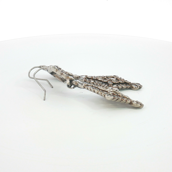 Silver Rose-Cut Diamond Lozenge Drop Earrings