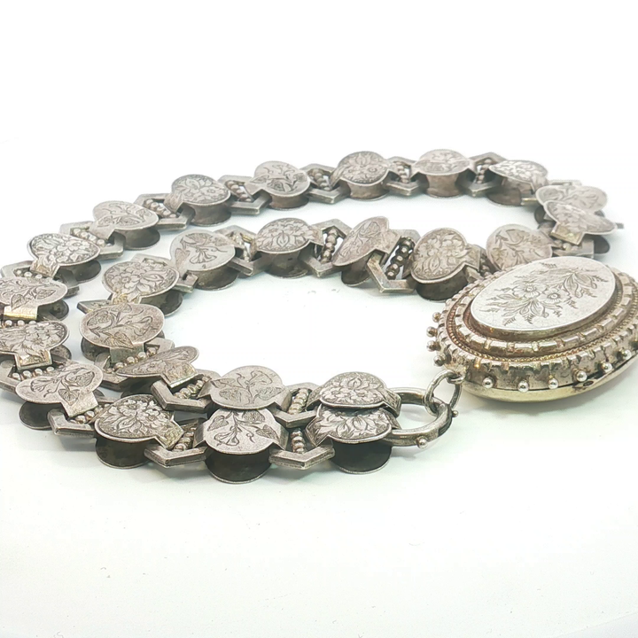 Antique Silver Locket with Necklace