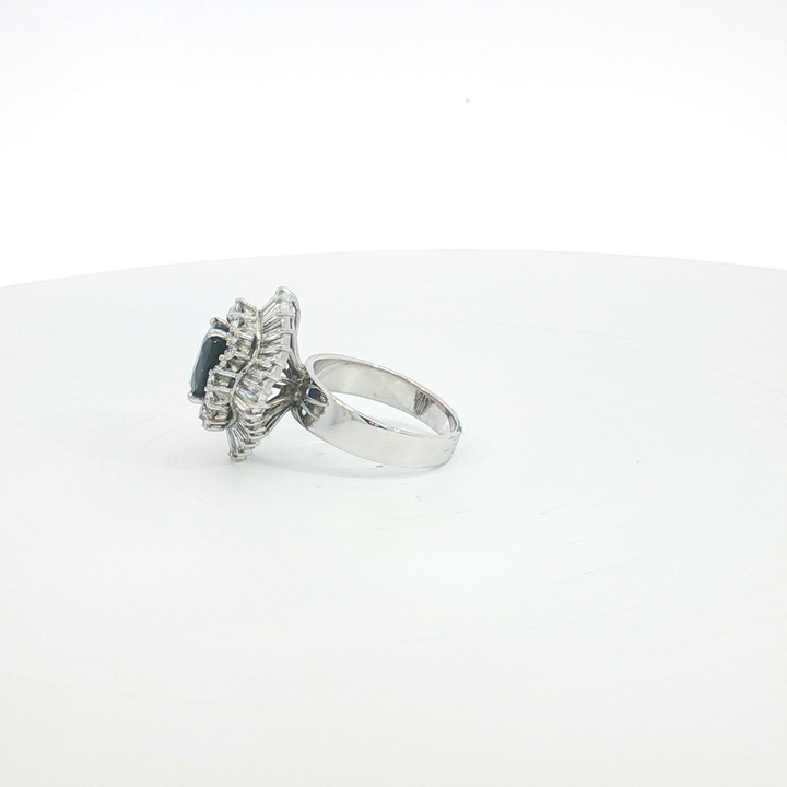 14ct WG Sapphire and Diamond Sunburst Cocktail Ring
