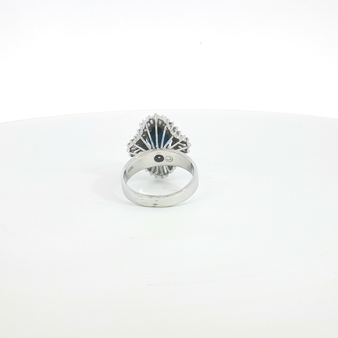 14ct WG Sapphire and Diamond Sunburst Cocktail Ring