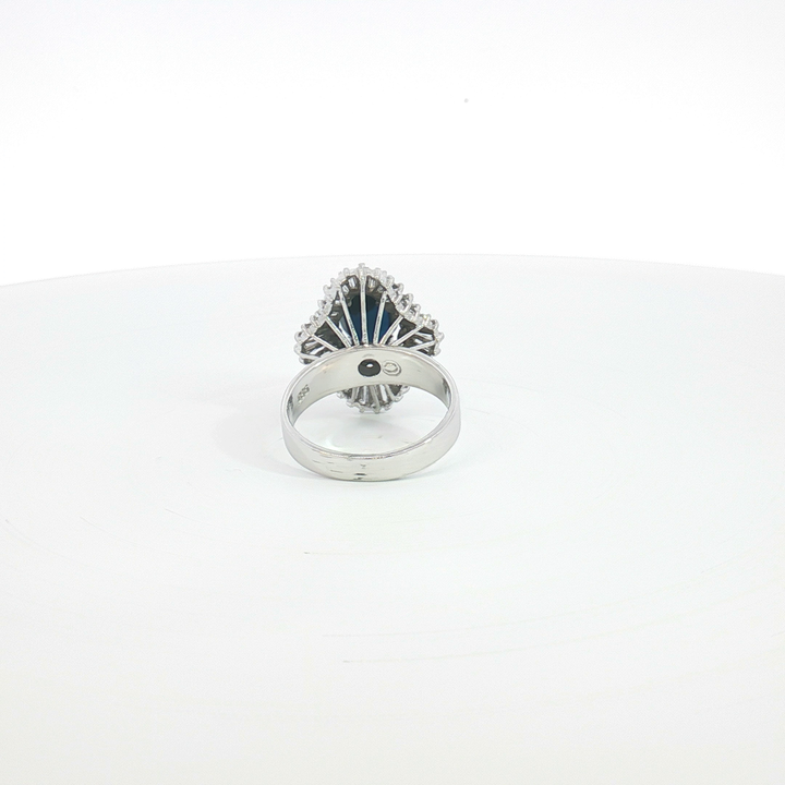 14ct WG Sapphire and Diamond Sunburst Cocktail Ring