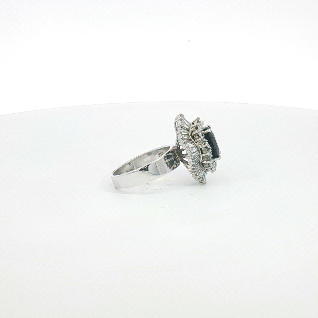 14ct WG Sapphire and Diamond Sunburst Cocktail Ring