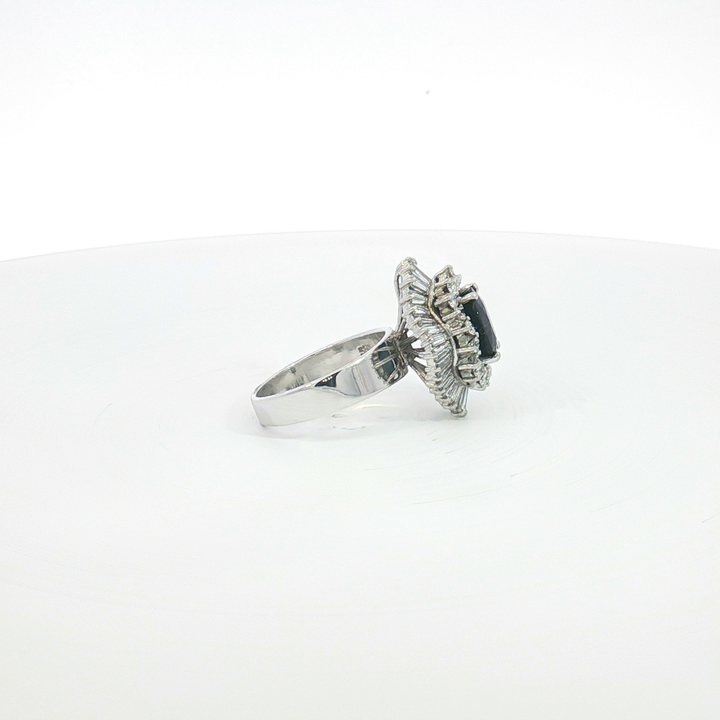 14ct WG Sapphire and Diamond Sunburst Cocktail Ring