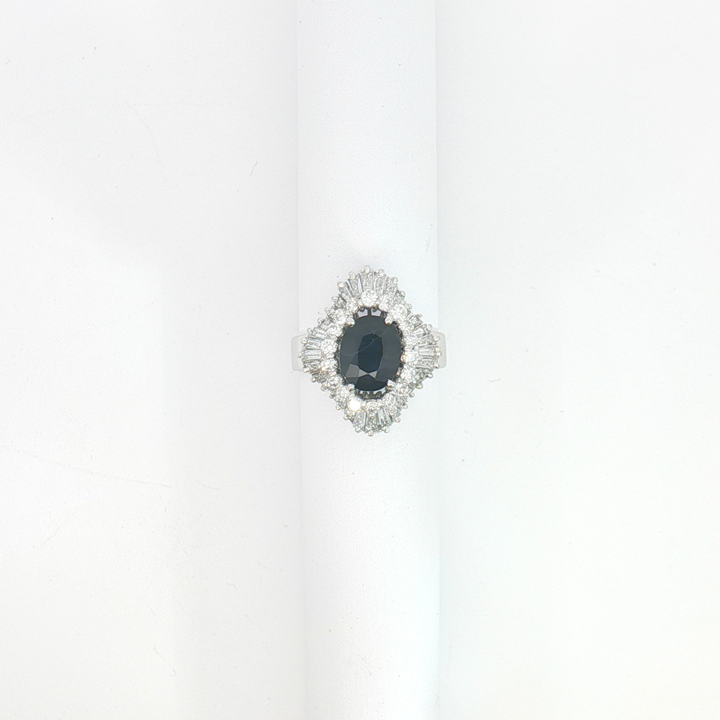 14ct WG Sapphire and Diamond Sunburst Cocktail Ring