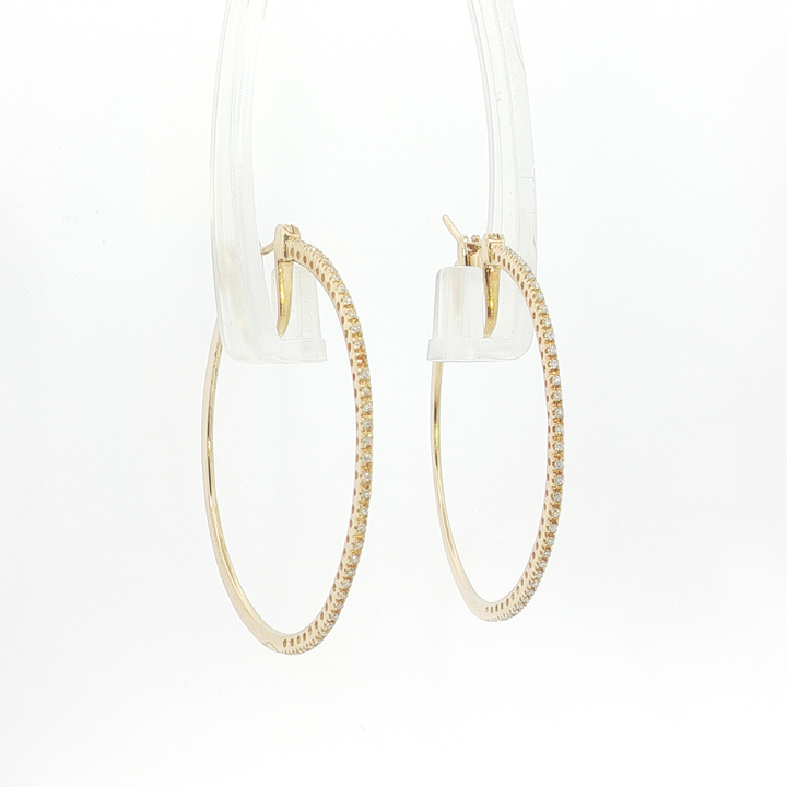 18ct YG Diamond Hoop Earrings