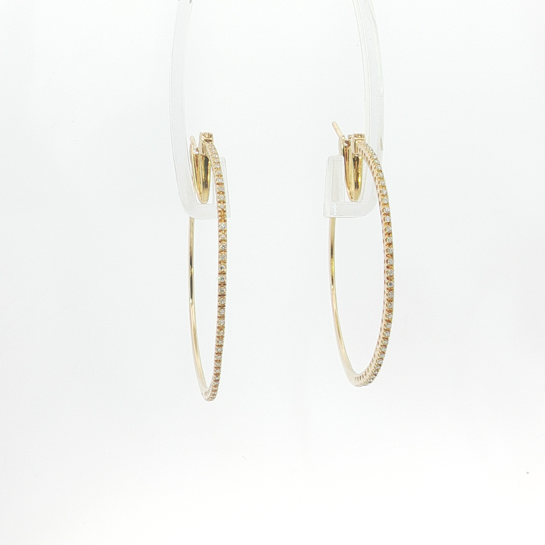 18ct YG Diamond Hoop Earrings