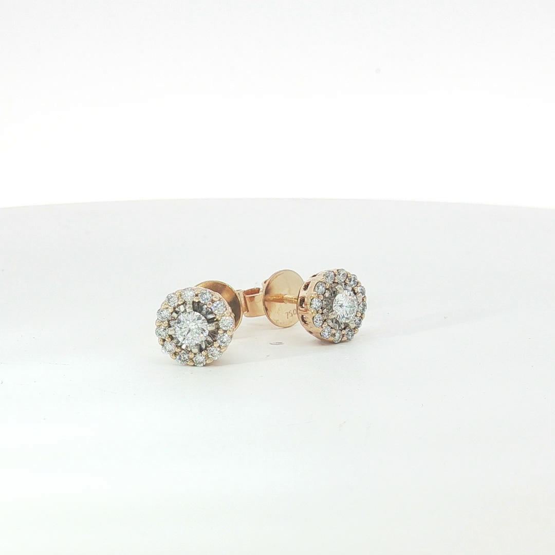 14ct YG Diamond Halo Cluster Earrings with 18ct Butterflies