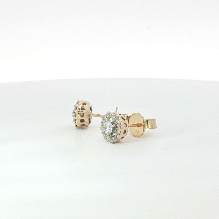 14ct YG Diamond Halo Cluster Earrings with 18ct Butterflies