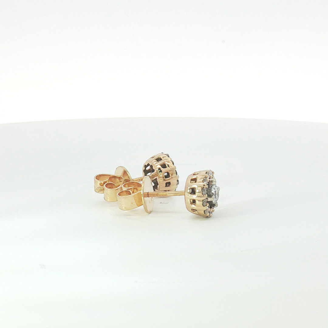 14ct YG Diamond Halo Cluster Earrings with 18ct Butterflies