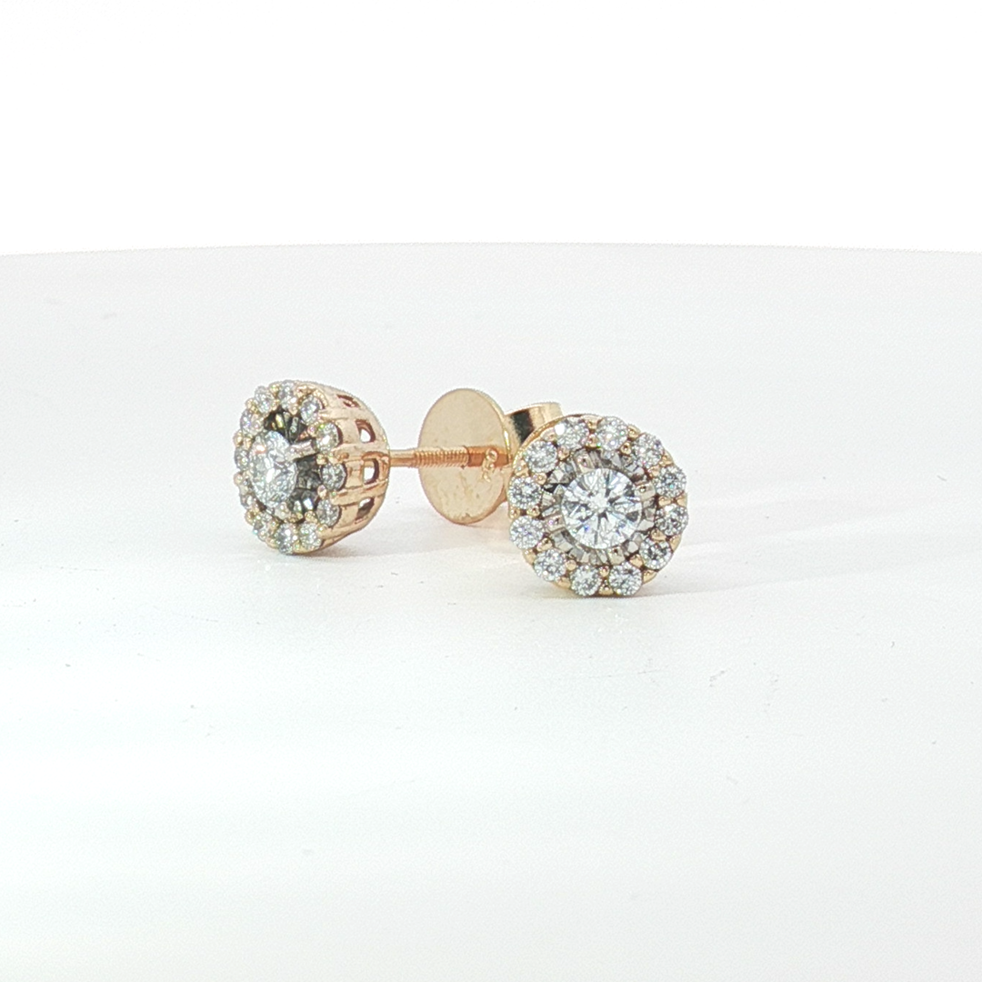 14ct YG Diamond Halo Cluster Earrings with 18ct Butterflies
