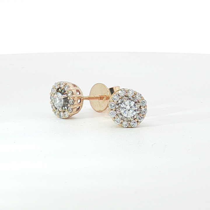 14ct YG Diamond Halo Cluster Earrings with 18ct Butterflies