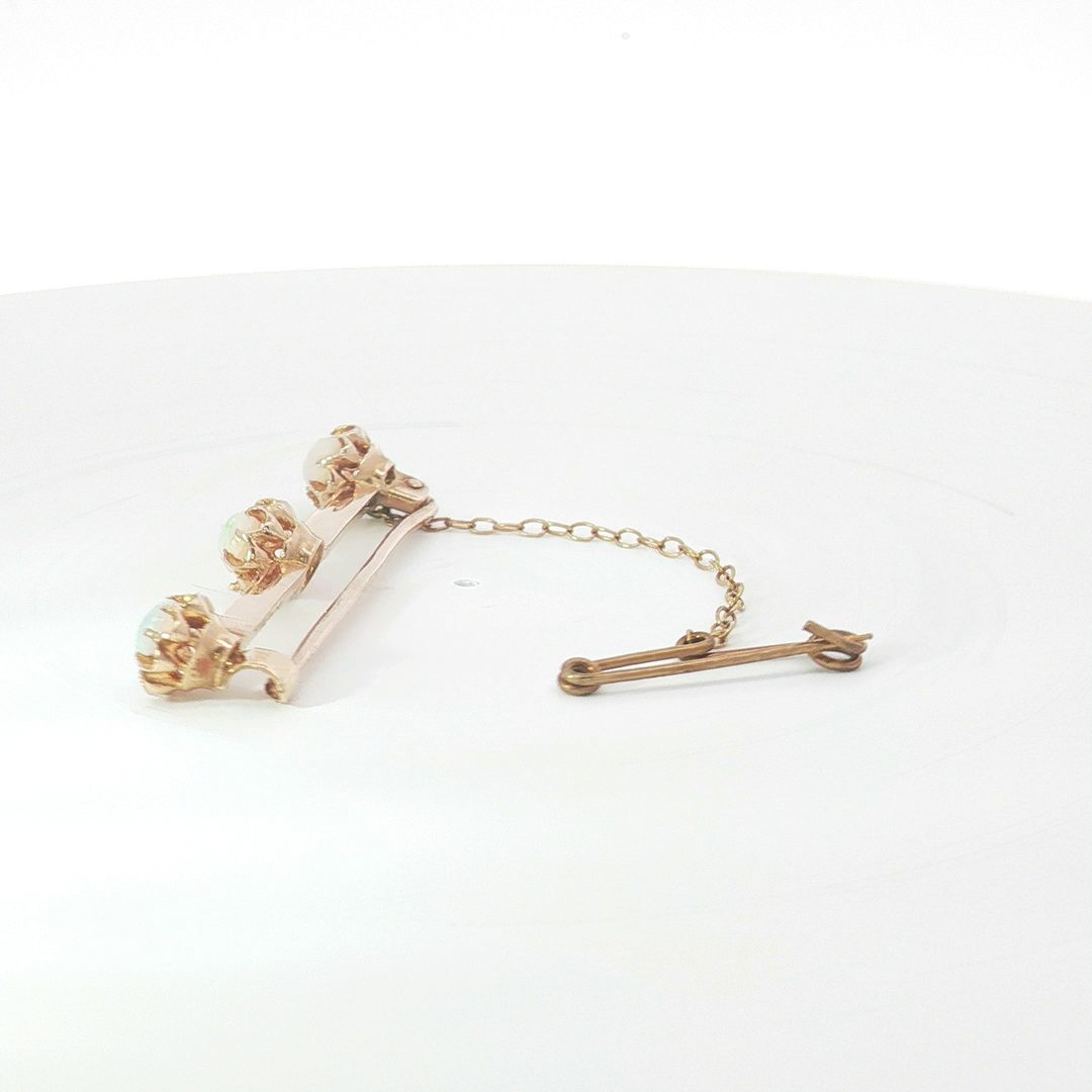 15ct RG Triple Opal Bar Brooch