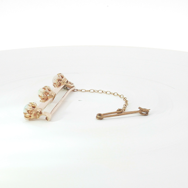 15ct RG Triple Opal Bar Brooch