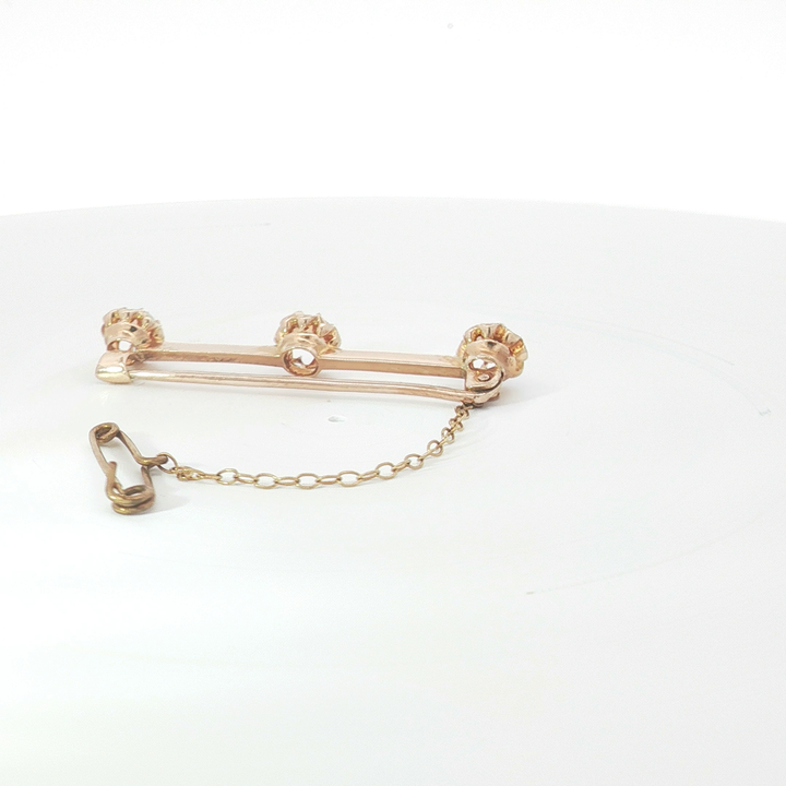 15ct RG Triple Opal Bar Brooch