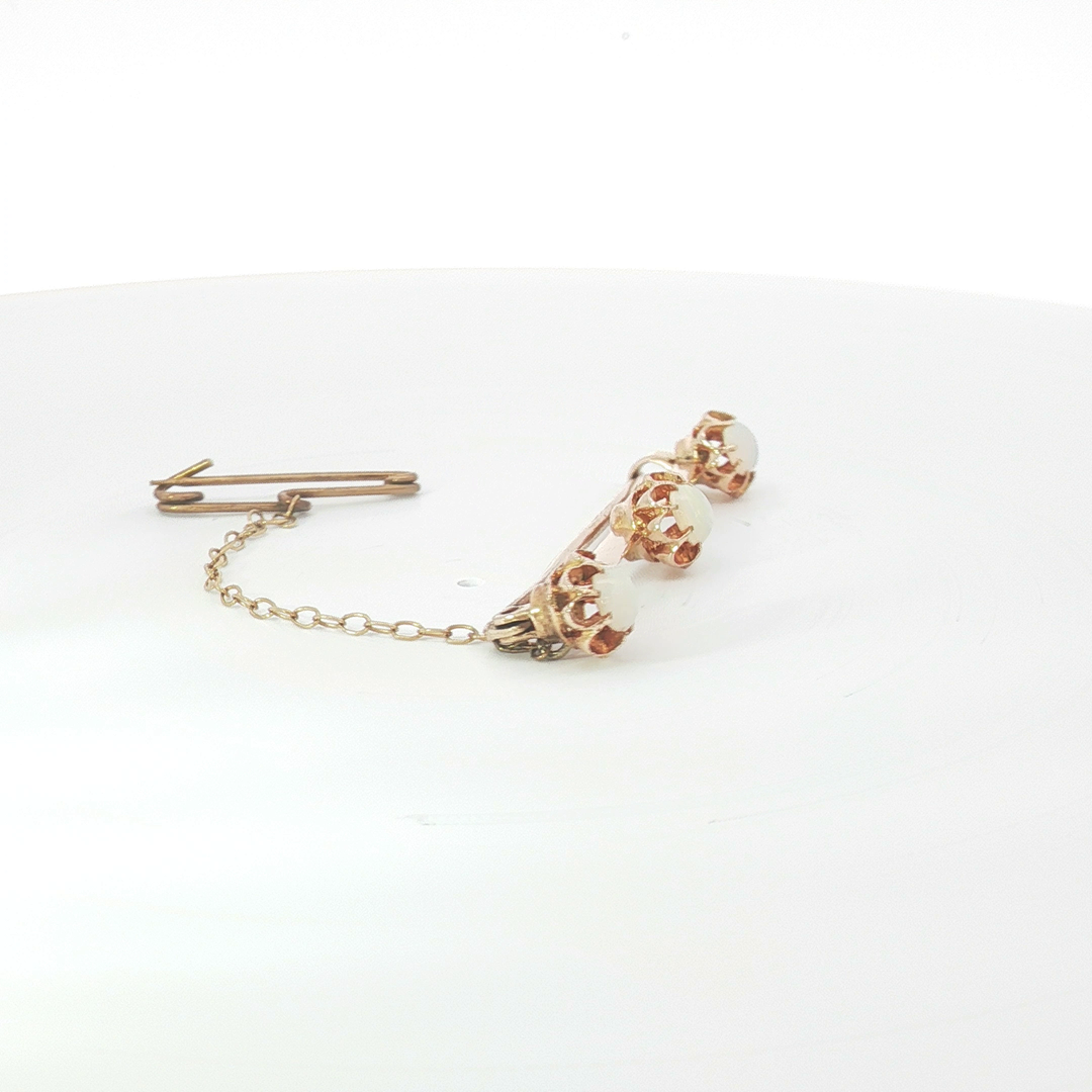 15ct RG Triple Opal Bar Brooch